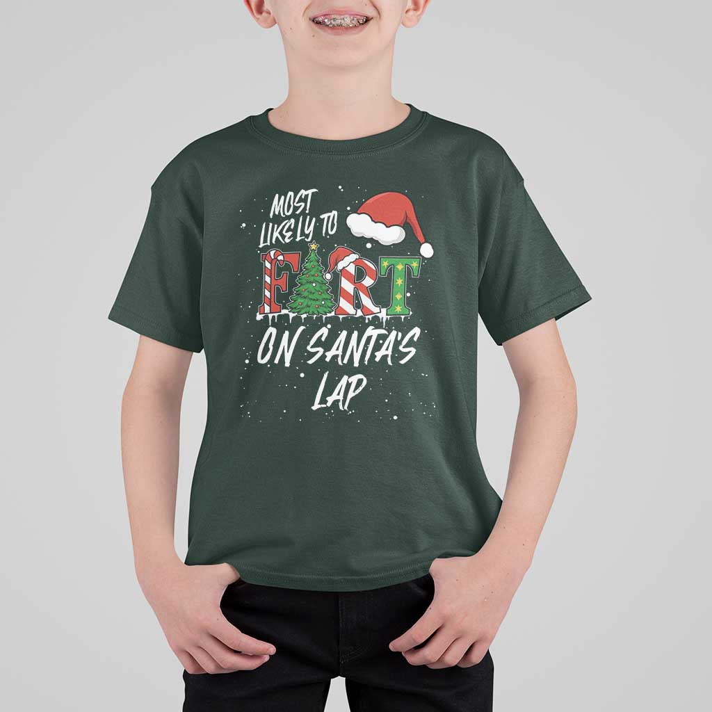 Funny Christmas Matching Family T Shirt For Kid Most Likely To Fart On Santa Lap - Wonder Print Shop