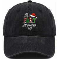 Funny Christmas Matching Family Washed Cotton Baseball Cap Most Likely To Fart On Santa Lap
