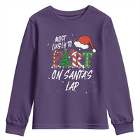 Funny Christmas Matching Family Youth Sweatshirt Most Likely To Fart On Santa Lap - Wonder Print Shop