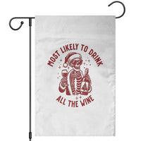 Funny Skeleton Christmas Garden Flag Most Likely To Drink All The Wine - Wonder Print Shop