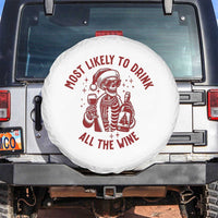 Funny Skeleton Christmas Spare Tire Cover Most Likely To Drink All The Wine - Wonder Print Shop