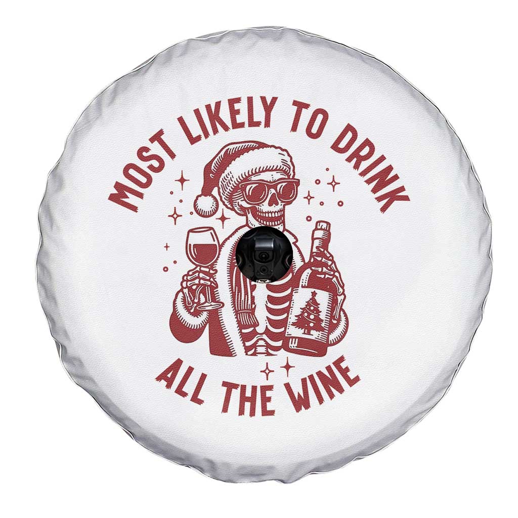 Funny Skeleton Christmas Spare Tire Cover Most Likely To Drink All The Wine - Wonder Print Shop