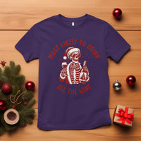 Funny Skeleton Christmas T Shirt Most Likely To Drink All The Wine - Wonder Print Shop