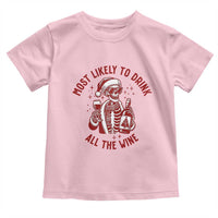 Funny Skeleton Christmas Toddler T Shirt Most Likely To Drink All The Wine - Wonder Print Shop