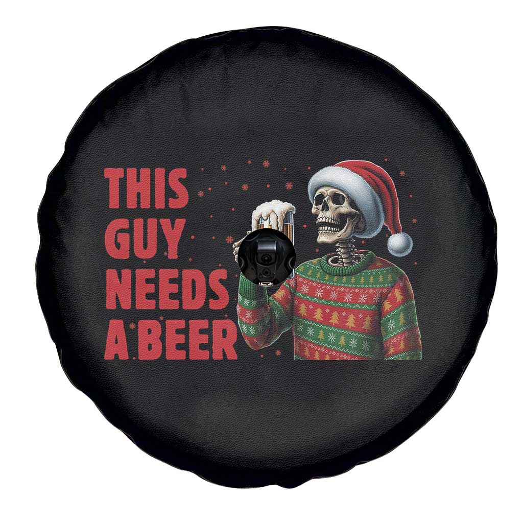 Funny Skeleton Beer Christmas Spare Tire Cover This Guy Needs A Beer - Wonder Print Shop