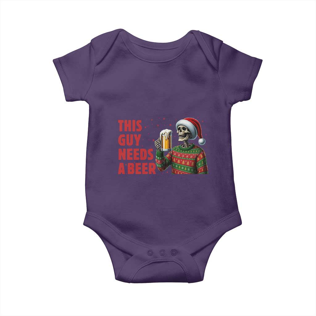 Funny Skeleton Beer Christmas Baby Onesie This Guy Needs A Beer - Wonder Print Shop