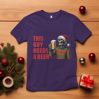 Funny Skeleton Beer Christmas T Shirt This Guy Needs A Beer - Wonder Print Shop