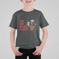 Funny Skeleton Beer Christmas T Shirt For Kid This Guy Needs A Beer - Wonder Print Shop