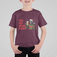 Funny Skeleton Beer Christmas T Shirt For Kid This Guy Needs A Beer - Wonder Print Shop