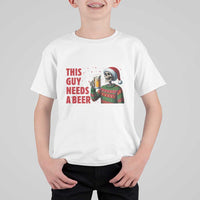 Funny Skeleton Beer Christmas T Shirt For Kid This Guy Needs A Beer - Wonder Print Shop
