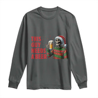 Funny Skeleton Beer Christmas Long Sleeve Shirt This Guy Needs A Beer - Wonder Print Shop