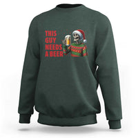 Funny Skeleton Beer Christmas Sweatshirt This Guy Needs A Beer - Wonder Print Shop