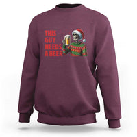 Funny Skeleton Beer Christmas Sweatshirt This Guy Needs A Beer - Wonder Print Shop