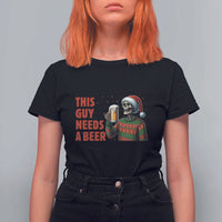 Funny Skeleton Beer Christmas T Shirt For Women This Guy Needs A Beer - Wonder Print Shop