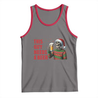 Funny Skeleton Beer Christmas Tank Top This Guy Needs A Beer - Wonder Print Shop