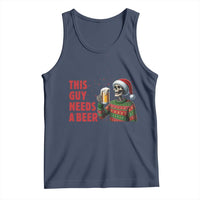 Funny Skeleton Beer Christmas Tank Top This Guy Needs A Beer - Wonder Print Shop