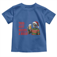 Funny Skeleton Beer Christmas Toddler T Shirt This Guy Needs A Beer - Wonder Print Shop