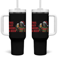 Funny Skeleton Beer Christmas Tumbler With Handle This Guy Needs A Beer - Wonder Print Shop