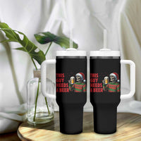 Funny Skeleton Beer Christmas Tumbler With Handle This Guy Needs A Beer - Wonder Print Shop