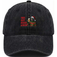 Funny Skeleton Beer Christmas Washed Cotton Baseball Cap This Guy Needs A Beer