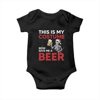 Funny Skeleton Beer Christmas Baby Onesie This Is My Costume Now Give Me A Beer - Wonder Print Shop