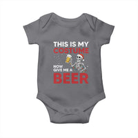 Funny Skeleton Beer Christmas Baby Onesie This Is My Costume Now Give Me A Beer - Wonder Print Shop