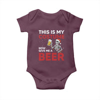 Funny Skeleton Beer Christmas Baby Onesie This Is My Costume Now Give Me A Beer - Wonder Print Shop