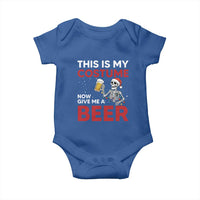 Funny Skeleton Beer Christmas Baby Onesie This Is My Costume Now Give Me A Beer - Wonder Print Shop