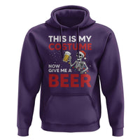 Funny Skeleton Beer Christmas Hoodie This Is My Costume Now Give Me A Beer - Wonder Print Shop