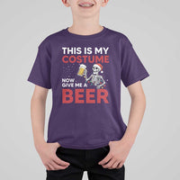 Funny Skeleton Beer Christmas T Shirt For Kid This Is My Costume Now Give Me A Beer - Wonder Print Shop