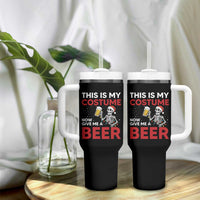 Funny Skeleton Beer Christmas Tumbler With Handle This Is My Costume Now Give Me A Beer - Wonder Print Shop