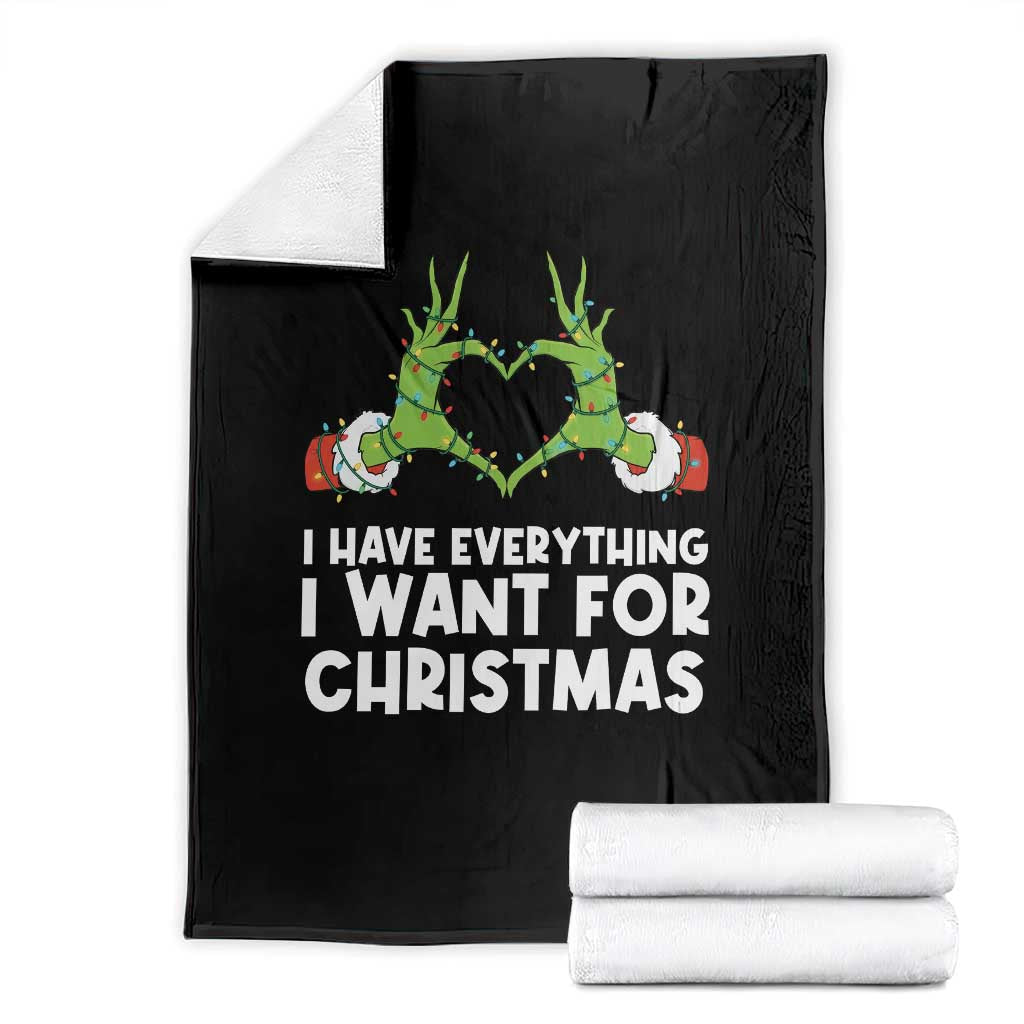Funny Elf Hand Christmas Throw Blanket I Have Everything I Want For Christmas - Wonder Print Shop