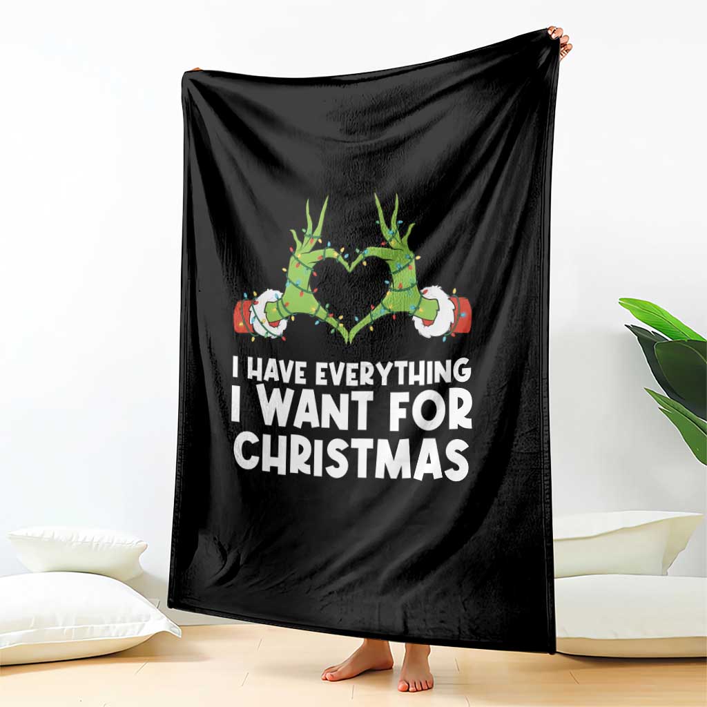 Funny Elf Hand Christmas Throw Blanket I Have Everything I Want For Christmas - Wonder Print Shop