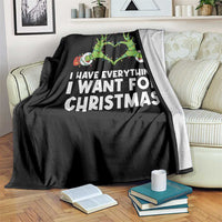 Funny Elf Hand Christmas Throw Blanket I Have Everything I Want For Christmas - Wonder Print Shop