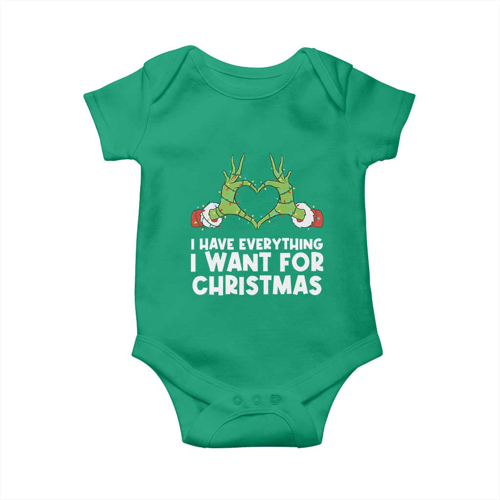 Funny Elf Hand Christmas Baby Onesie I Have Everything I Want For Christmas - Wonder Print Shop