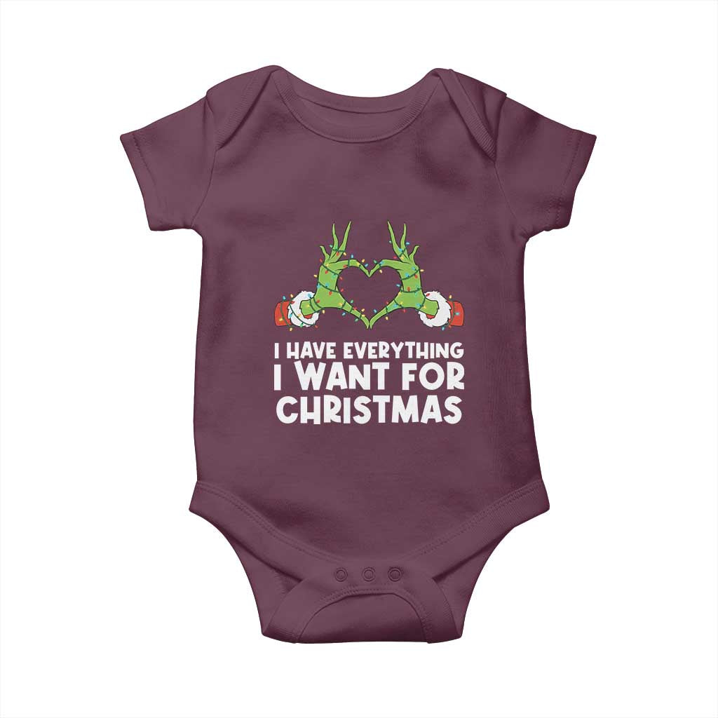 Funny Elf Hand Christmas Baby Onesie I Have Everything I Want For Christmas - Wonder Print Shop