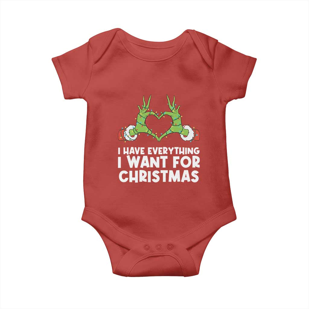 Funny Elf Hand Christmas Baby Onesie I Have Everything I Want For Christmas - Wonder Print Shop