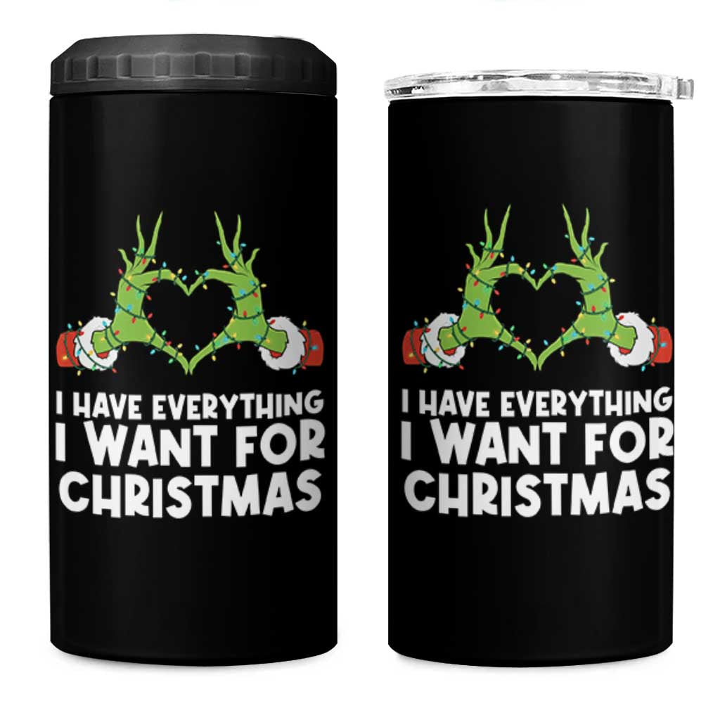 Funny Elf Hand Christmas 4 in 1 Can Cooler Tumbler I Have Everything I Want For Christmas - Wonder Print Shop
