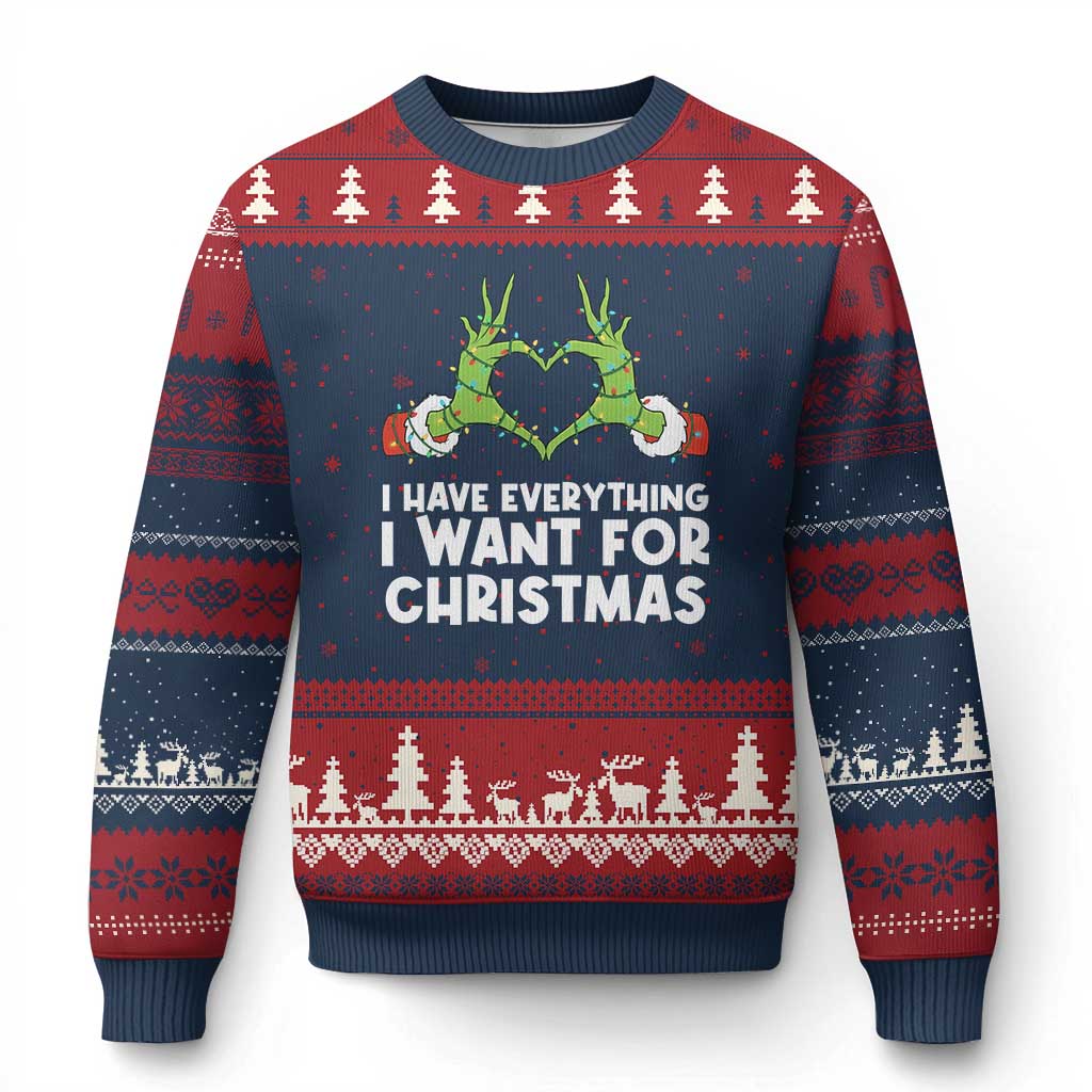 Funny Elf Hand Xmas Ugly Christmas Sweater I Have Everything I Want For Xmas - Wonder Print Shop