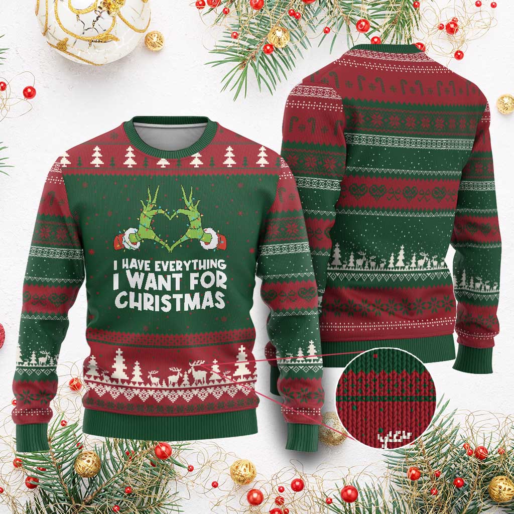 Funny Elf Hand Xmas Ugly Christmas Sweater I Have Everything I Want For Xmas - Wonder Print Shop