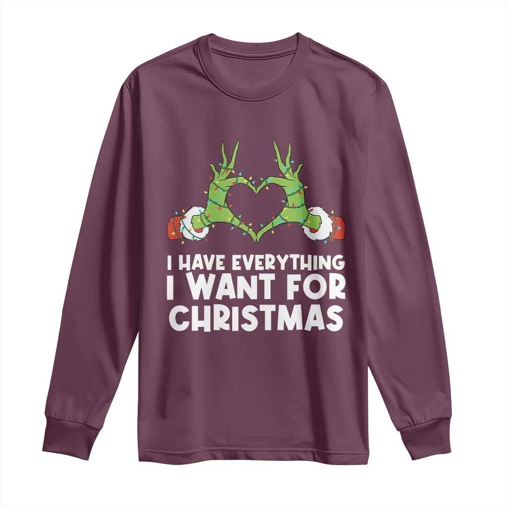 Funny Elf Hand Christmas Long Sleeve Shirt I Have Everything I Want For Christmas - Wonder Print Shop