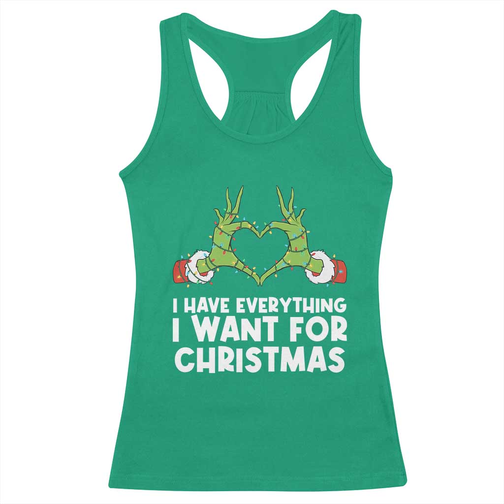 Funny Elf Hand Christmas Racerback Tank Top I Have Everything I Want For Christmas - Wonder Print Shop
