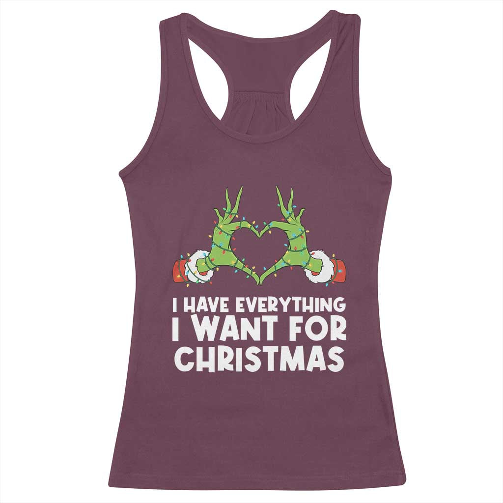 Funny Elf Hand Christmas Racerback Tank Top I Have Everything I Want For Christmas - Wonder Print Shop