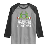 Funny Elf Hand Christmas Raglan Shirt I Have Everything I Want For Christmas - Wonder Print Shop