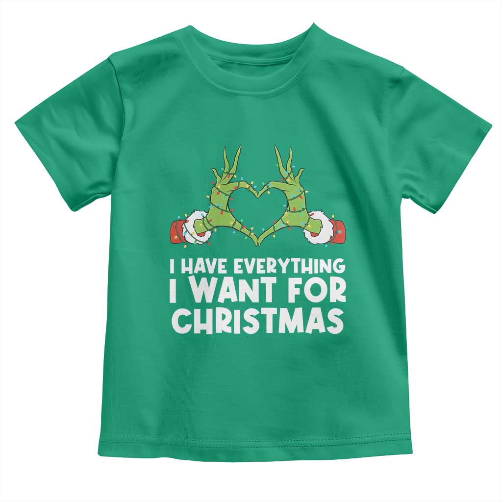 Funny Elf Hand Christmas Toddler T Shirt I Have Everything I Want For Christmas - Wonder Print Shop