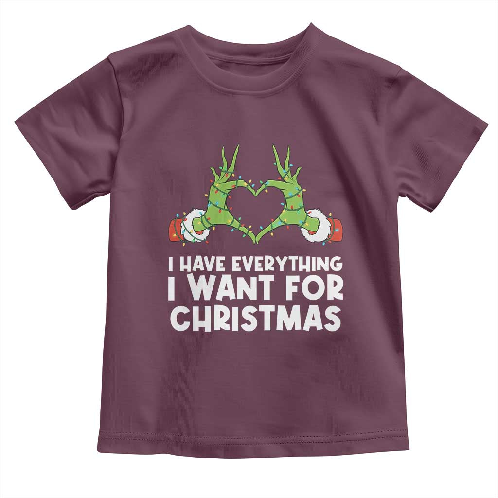 Funny Elf Hand Christmas Toddler T Shirt I Have Everything I Want For Christmas - Wonder Print Shop