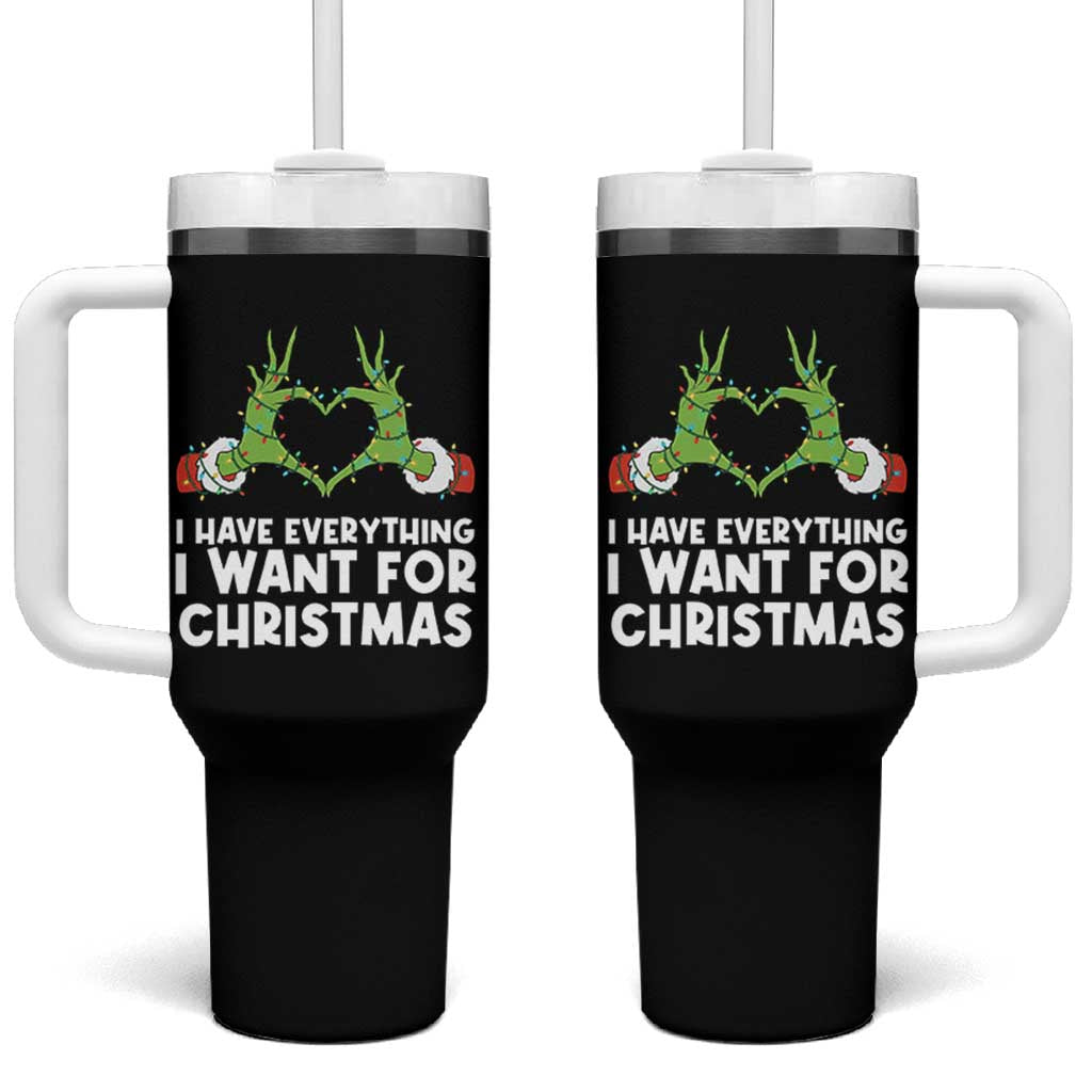 Funny Elf Hand Christmas Tumbler With Handle I Have Everything I Want For Christmas - Wonder Print Shop