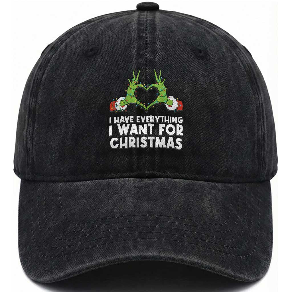 Funny Elf Hand Christmas Washed Cotton Baseball Cap I Have Everything I Want For Christmas
