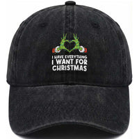 Funny Elf Hand Christmas Washed Cotton Baseball Cap I Have Everything I Want For Christmas