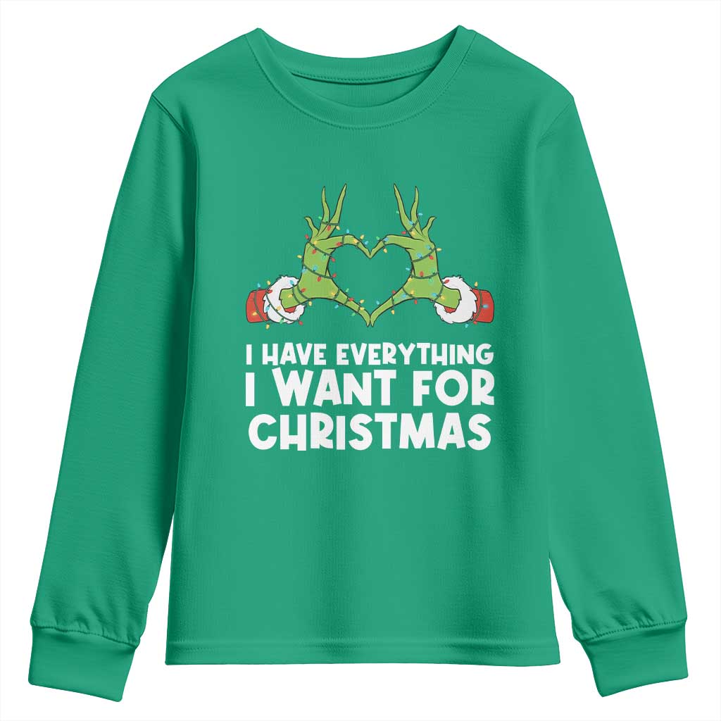 Funny Elf Hand Christmas Youth Sweatshirt I Have Everything I Want For Christmas - Wonder Print Shop